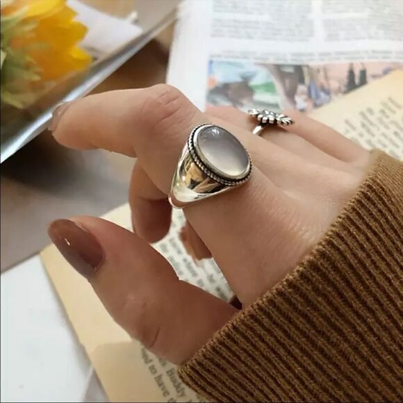 #3 NEW Minimalist 925 Sterling Silver Moonstone Ring - Picture 1 of 6
